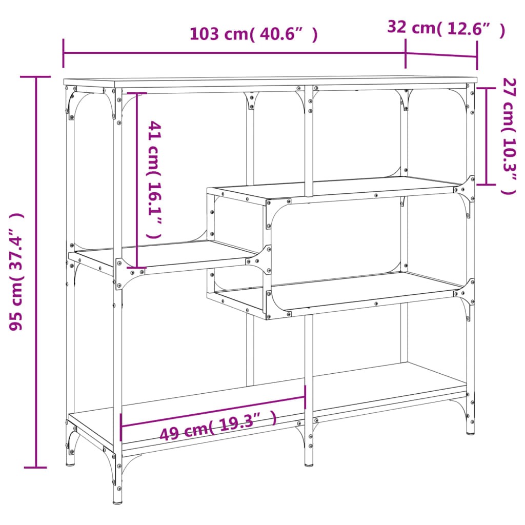 Wandtafel 103x32x95 cm bewerkt hout grijs sonoma eikenkleurig is nu te koop bij PeponiXL, paradijselijk wonen!