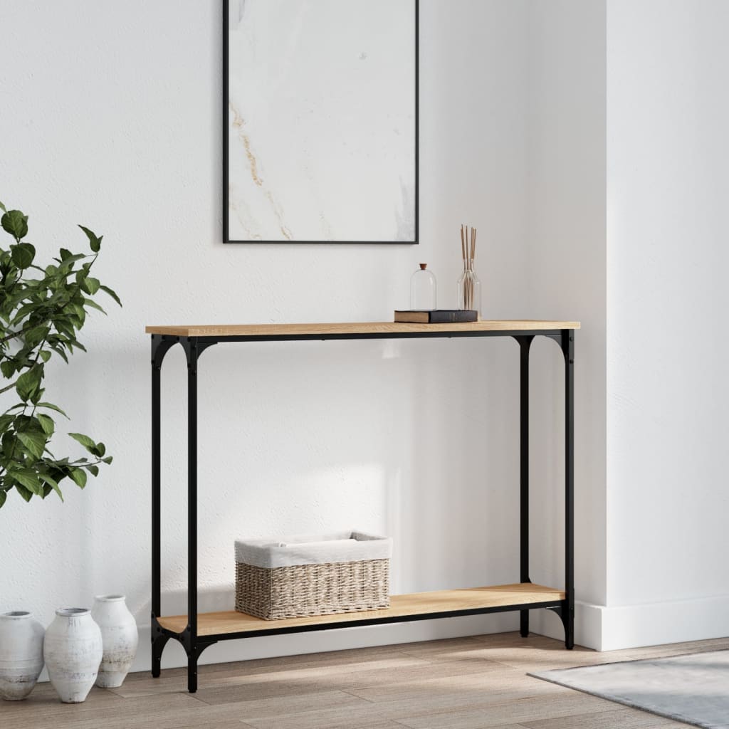 Wandtafel 100x22,5x75 cm bewerkt hout sonoma eikenkleurig is nu te koop bij PeponiXL, paradijselijk wonen!