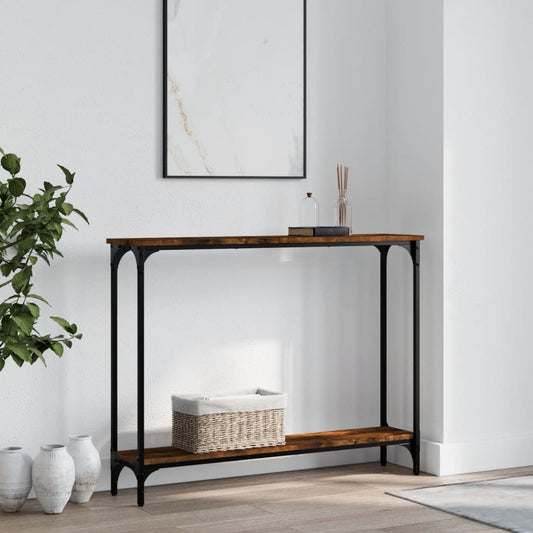 Wandtafel 100x22,5x75 cm bewerkt hout gerookt eikenkleurig is nu te koop bij PeponiXL, paradijselijk wonen!