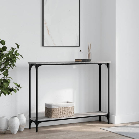 Wandtafel 100x22,5x75 cm bewerkt hout grijs sonoma eikenkleurig is nu te koop bij PeponiXL, paradijselijk wonen!