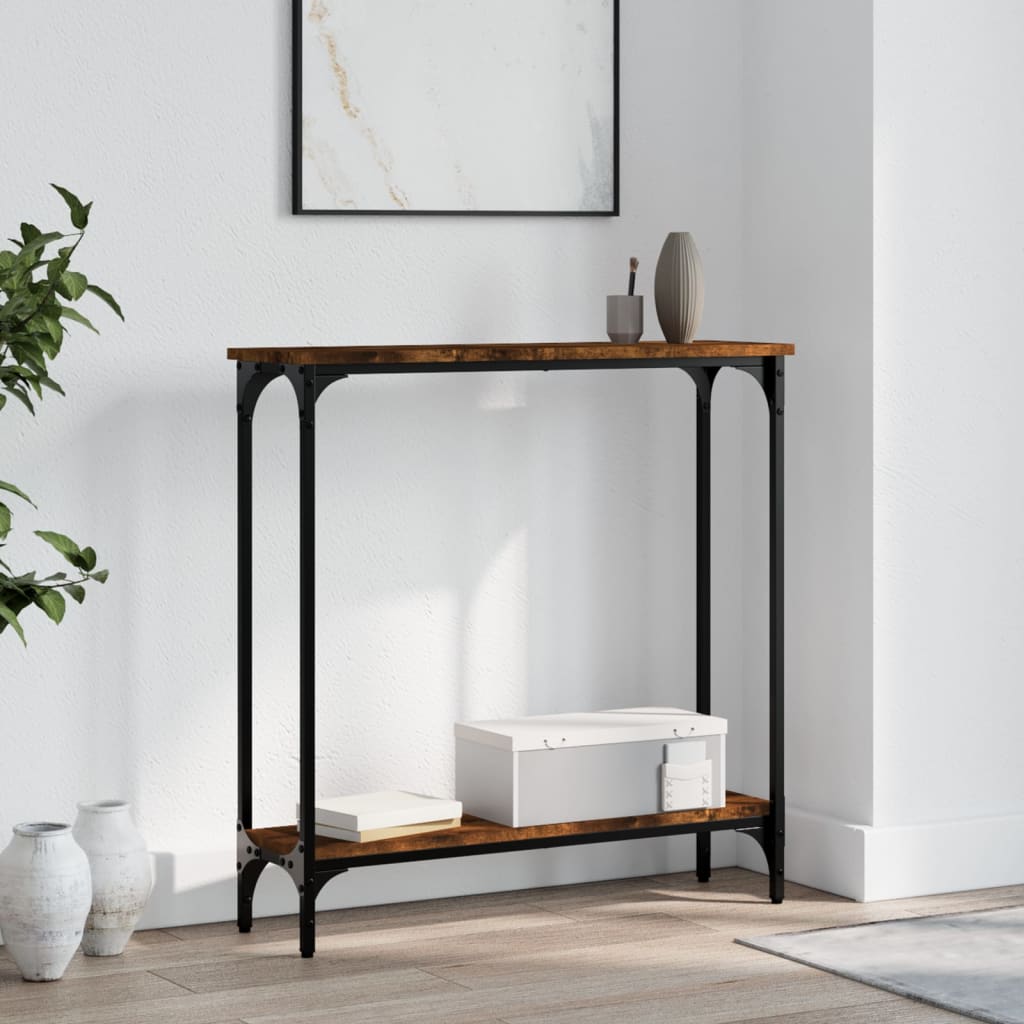 Wandtafel 75x22,5x75 cm bewerkt hout gerookt eikenkleurig is nu te koop bij PeponiXL, paradijselijk wonen!