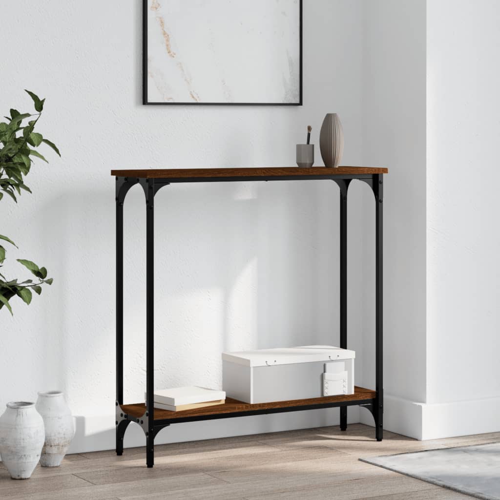 Wandtafel 75x22,5x75 cm bewerkt hout bruin eikenkleur is nu te koop bij PeponiXL, paradijselijk wonen!