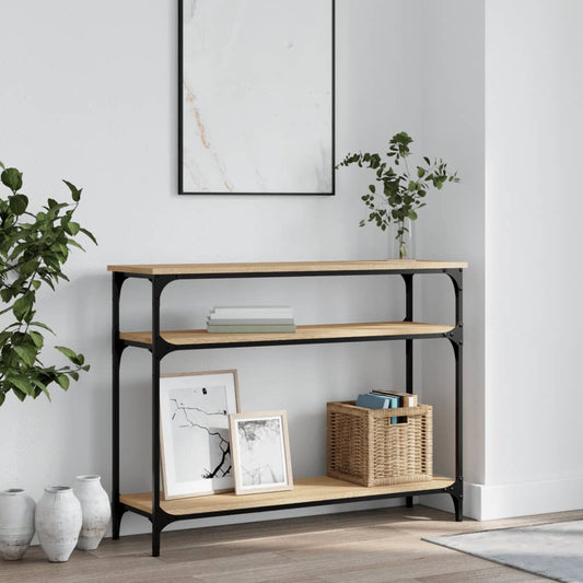 Wandtafel 100x29x75 cm bewerkt hout sonoma eikenkleurig is nu te koop bij PeponiXL, paradijselijk wonen!