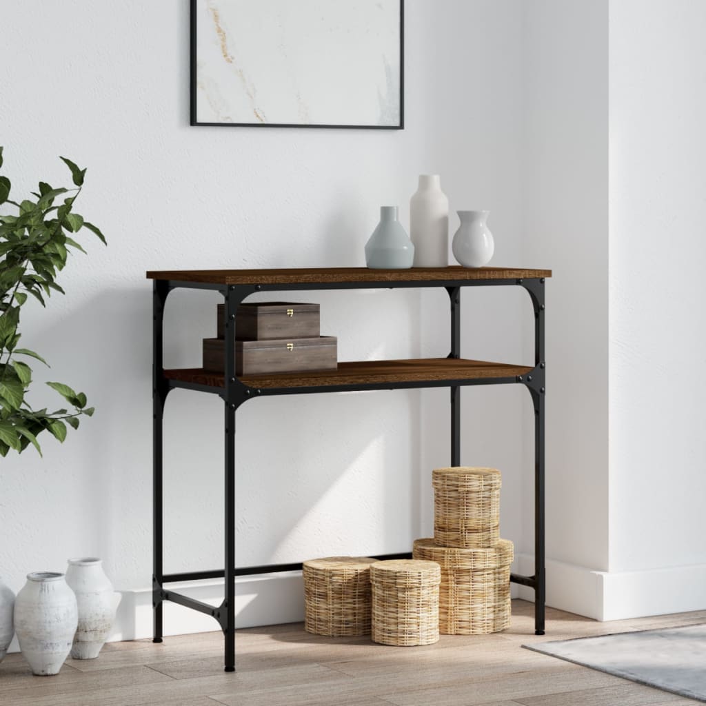 Wandtafel 75x35,5x75 cm bewerkt hout bruin eikenkleur is nu te koop bij PeponiXL, paradijselijk wonen!