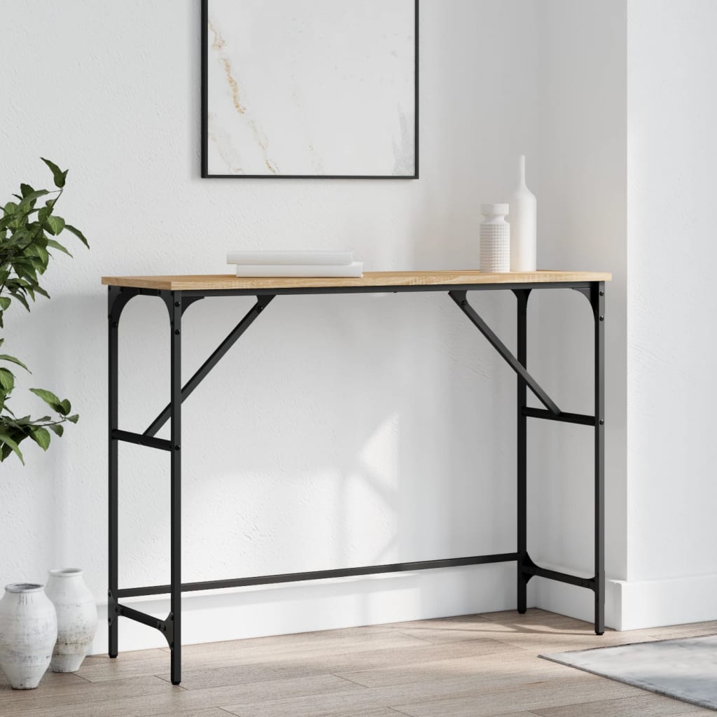 Wandtafel 100x32x75 cm bewerkt hout sonoma eikenkleurig is nu te koop bij PeponiXL, paradijselijk wonen!