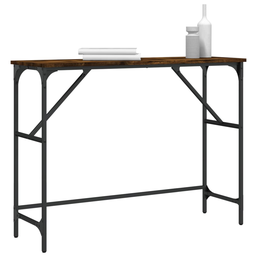 Wandtafel 100x32x75 cm bewerkt hout gerookt eikenkleurig is nu te koop bij PeponiXL, paradijselijk wonen!