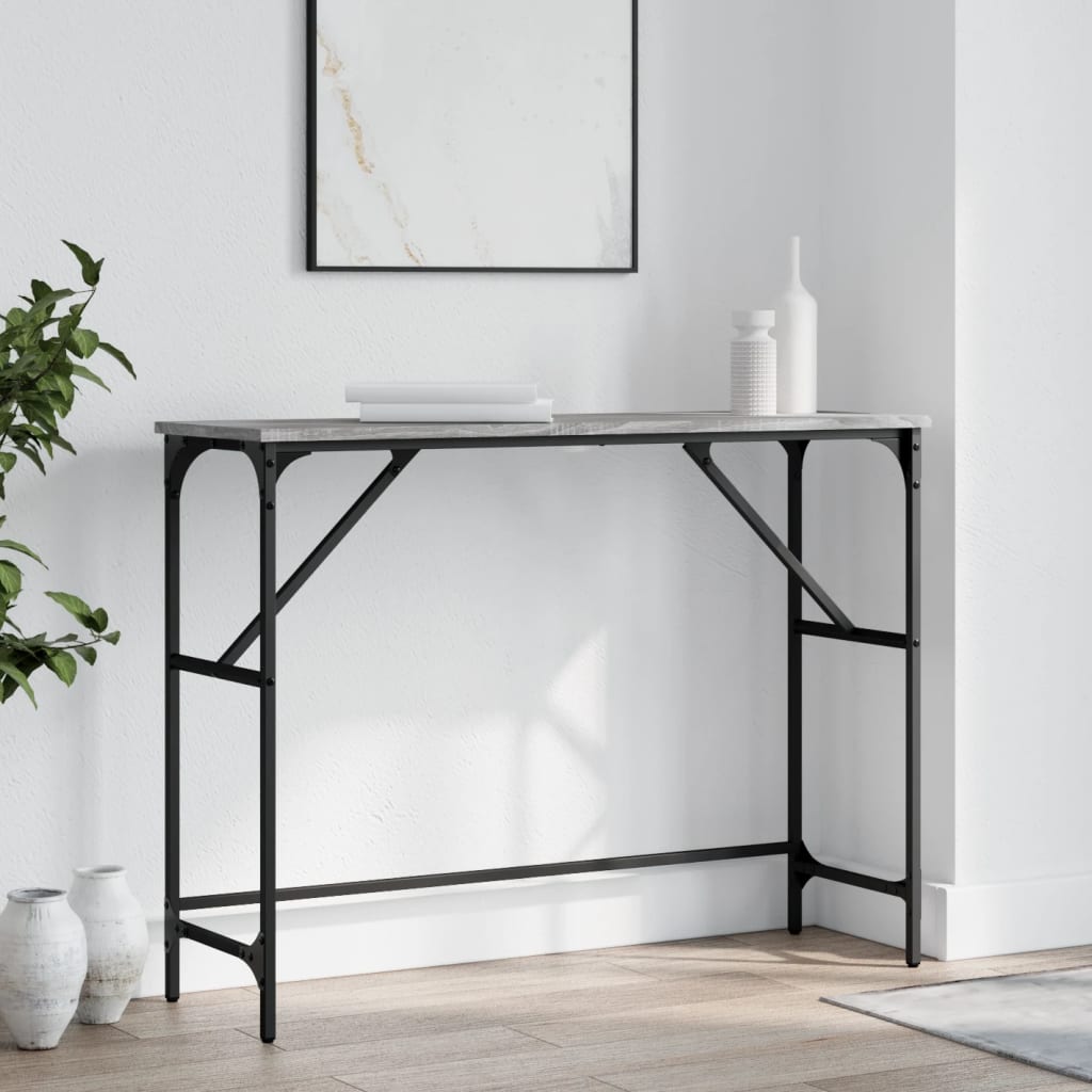 Wandtafel 100x32x75 cm bewerkt hout grijs sonoma eikenkleurig is nu te koop bij PeponiXL, paradijselijk wonen!
