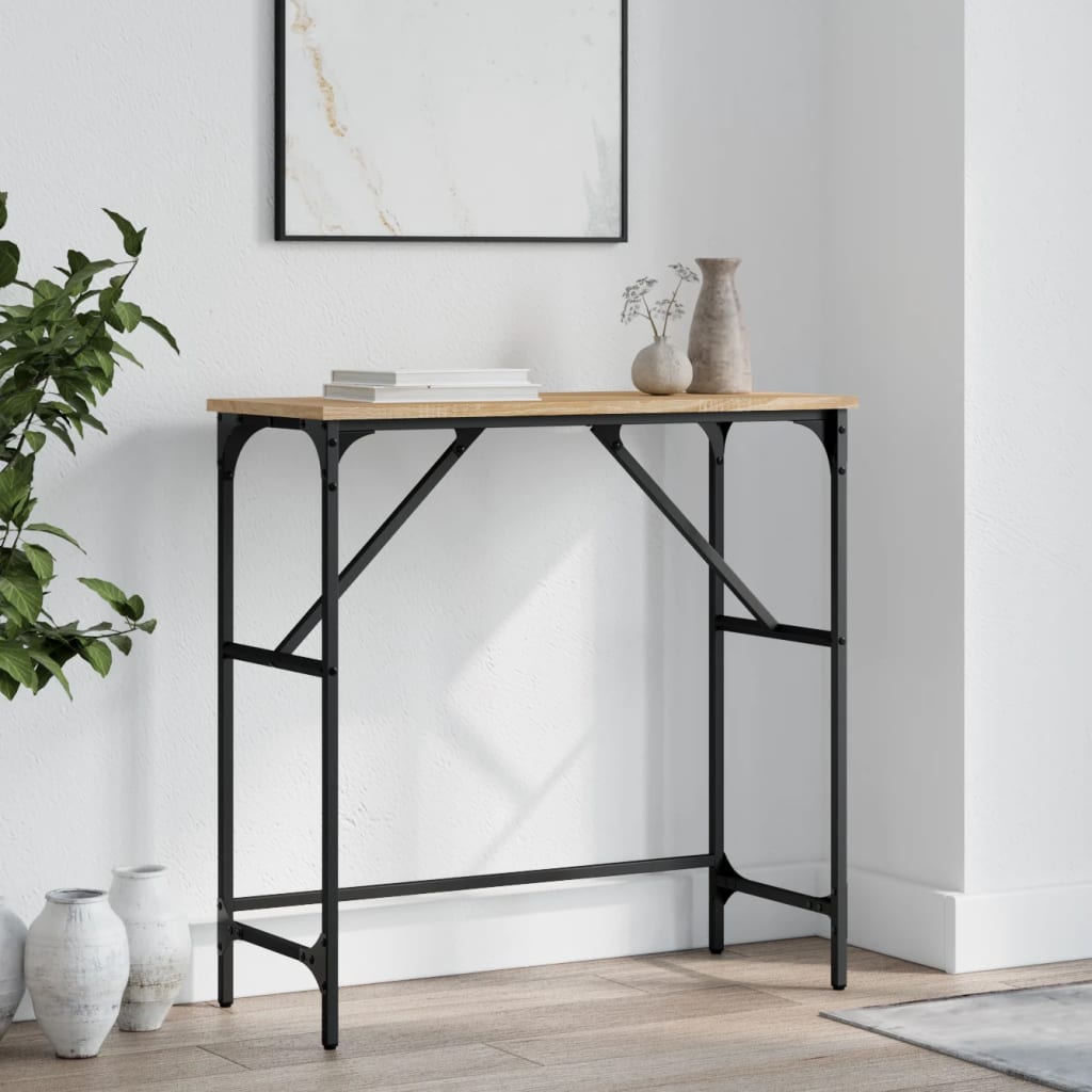 Wandtafel 75x32x75 cm bewerkt hout sonoma eikenkleurig is nu te koop bij PeponiXL, paradijselijk wonen!
