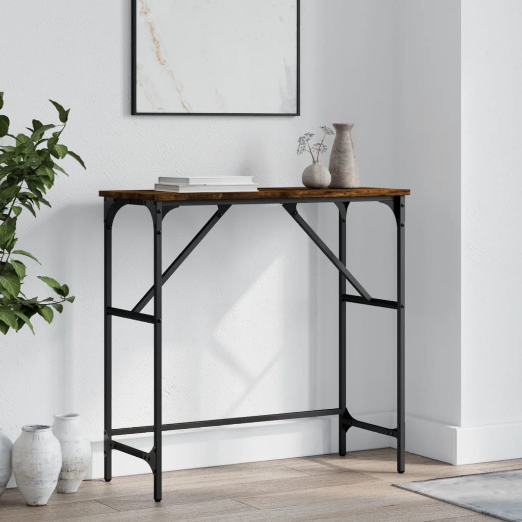 Wandtafel 75x32x75 cm bewerkt hout gerookt eikenkleurig is nu te koop bij PeponiXL, paradijselijk wonen!