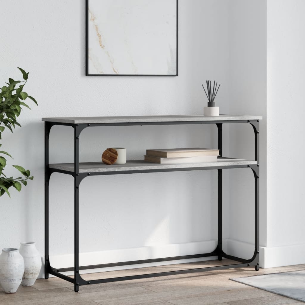 Wandtafel 100x35,5x75 cm bewerkt hout grijs sonoma eikenkleurig is nu te koop bij PeponiXL, paradijselijk wonen!