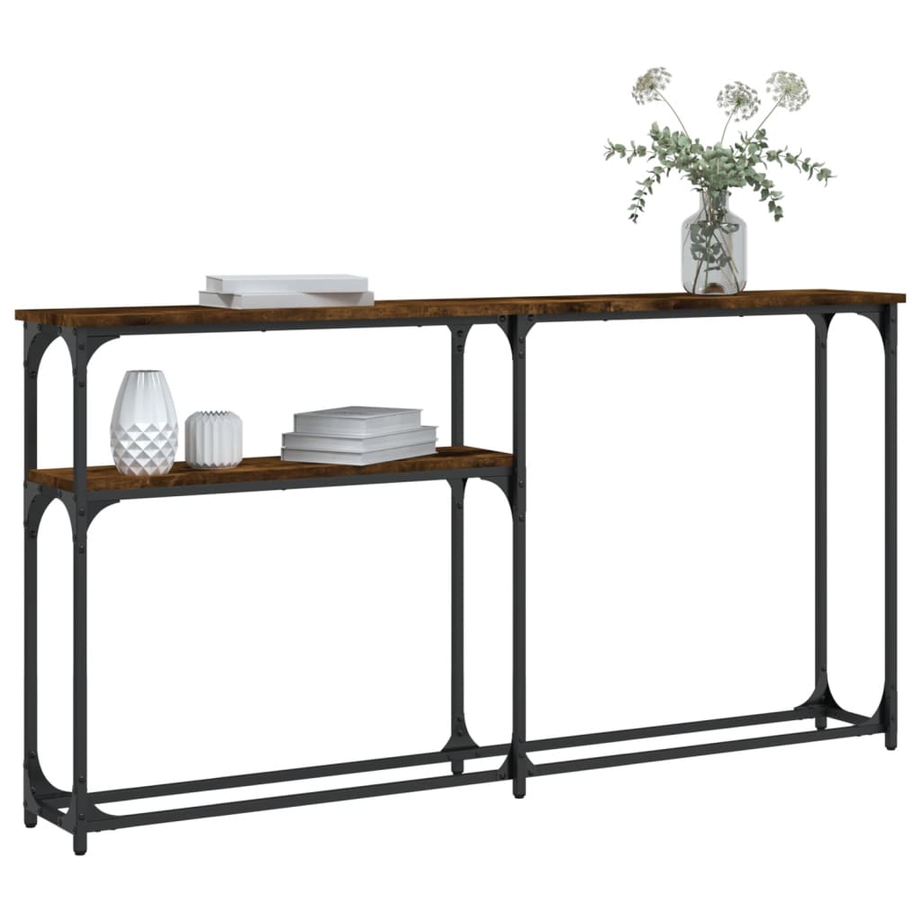 Wandtafel 145x22,5x75 cm bewerkt hout gerookt eikenkleurig is nu te koop bij PeponiXL, paradijselijk wonen!