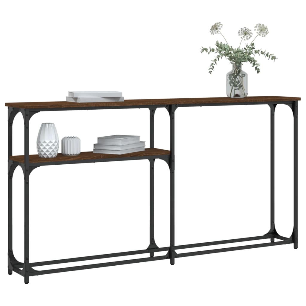 Wandtafel 145x22,5x75 cm bewerkt hout bruin eikenkleur is nu te koop bij PeponiXL, paradijselijk wonen!