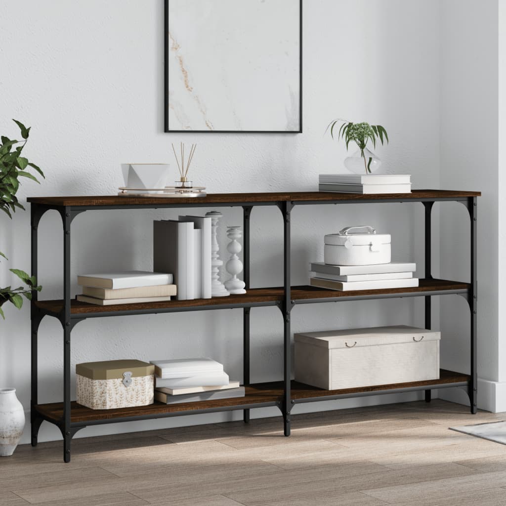 Wandtafel 150x29x75 cm bewerkt hout bruin eikenkleur is nu te koop bij PeponiXL, paradijselijk wonen!