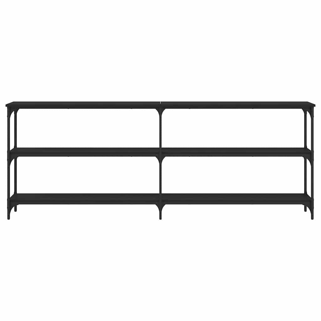Wandtafel 200x29x75 cm bewerkt hout zwart is nu te koop bij PeponiXL, paradijselijk wonen!