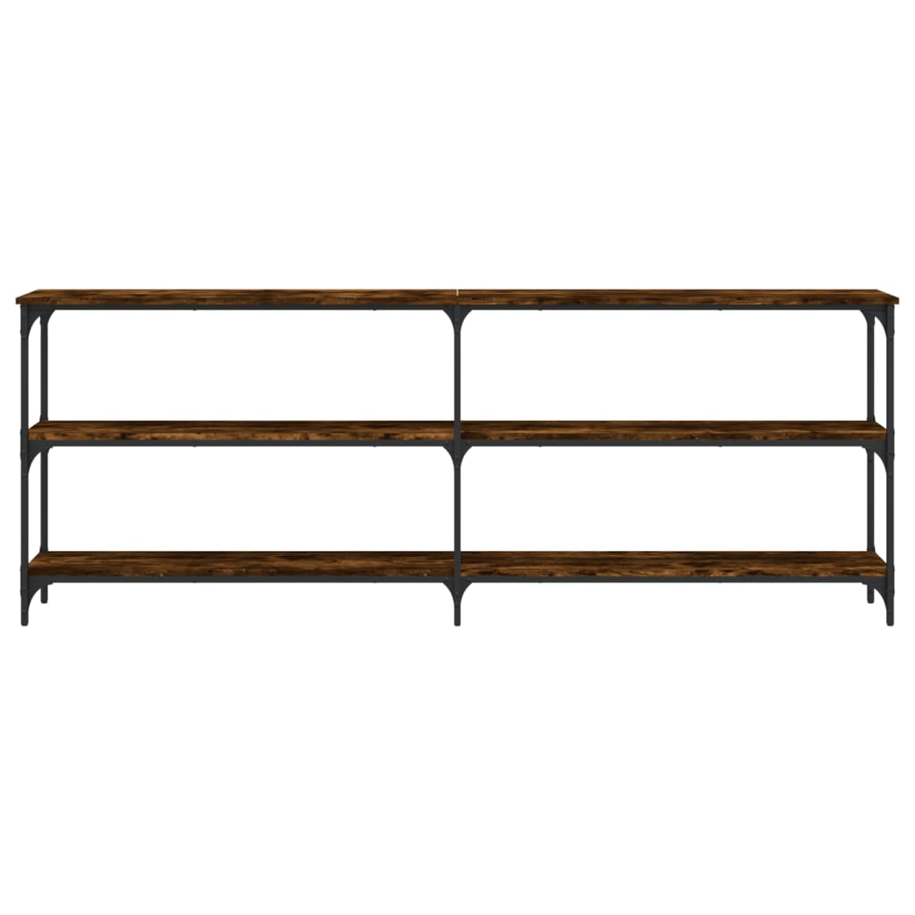 Wandtafel 200x29x75 cm bewerkt hout gerookt eikenkleurig is nu te koop bij PeponiXL, paradijselijk wonen!