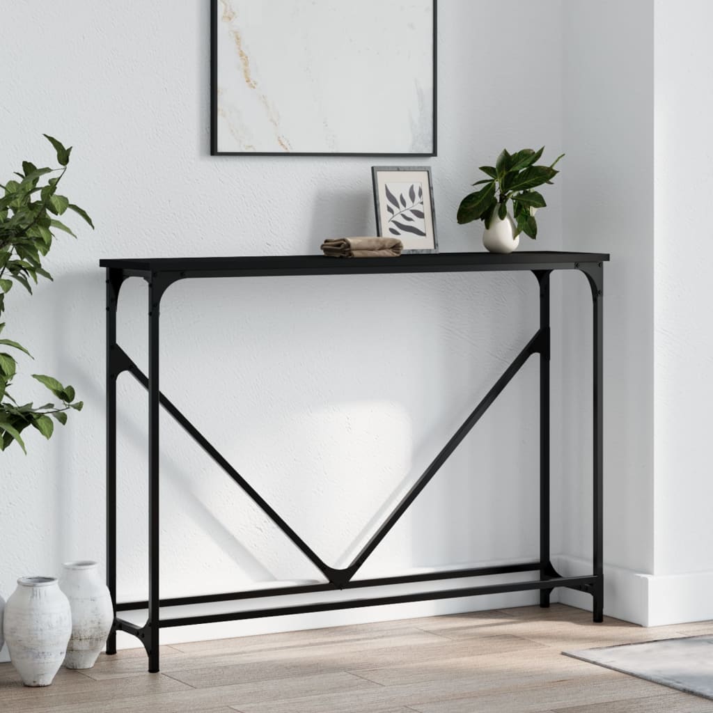 Wandtafel 102x22,5x75 cm bewerkt hout zwart is nu te koop bij PeponiXL, paradijselijk wonen!