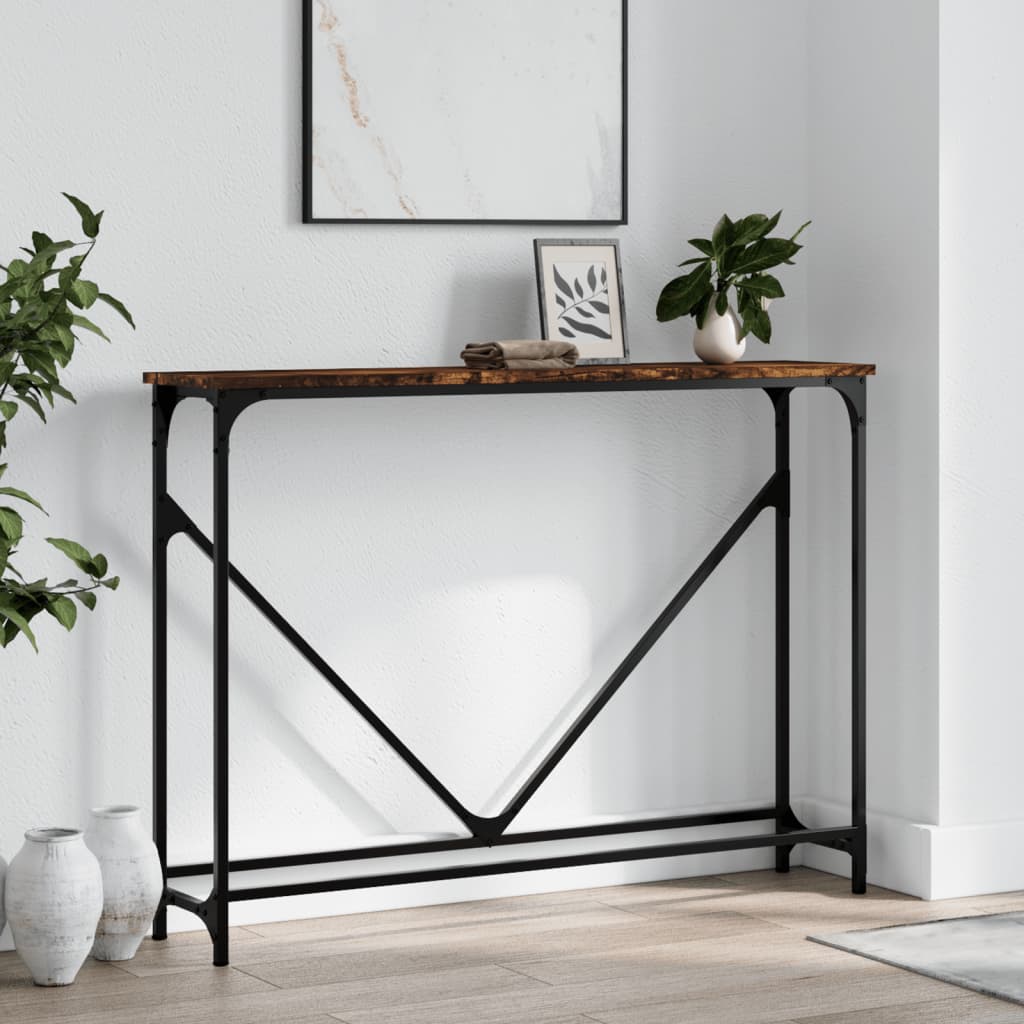 Wandtafel 102x22,5x75 cm bewerkt hout gerookt eikenkleurig is nu te koop bij PeponiXL, paradijselijk wonen!