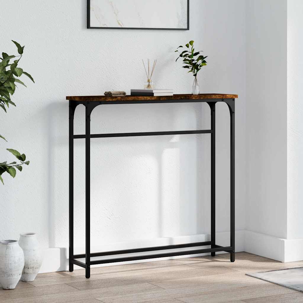 Wandtafel 75x19,5x75 cm bewerkt hout gerookt eikenkleurig is nu te koop bij PeponiXL, paradijselijk wonen!