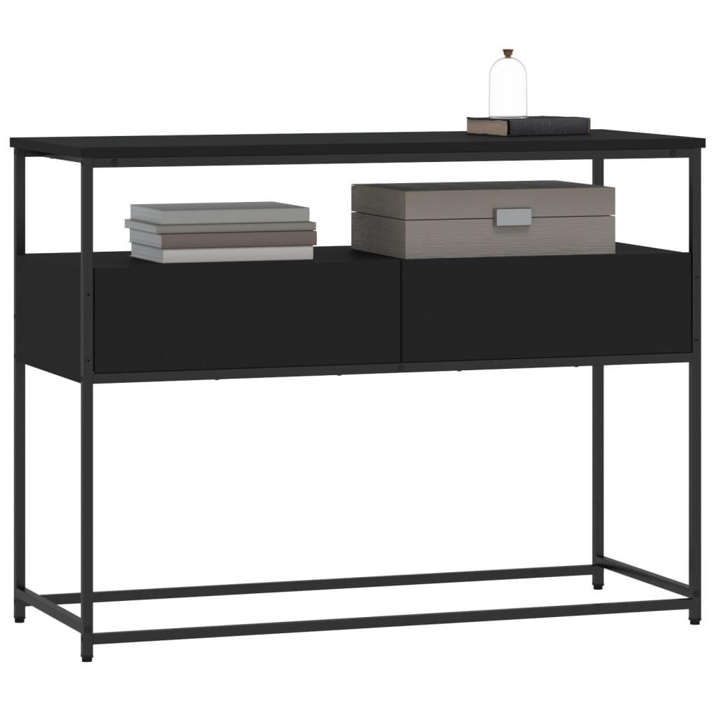 Wandtafel 100x40x75 cm bewerkt hout zwart is nu te koop bij PeponiXL, paradijselijk wonen!