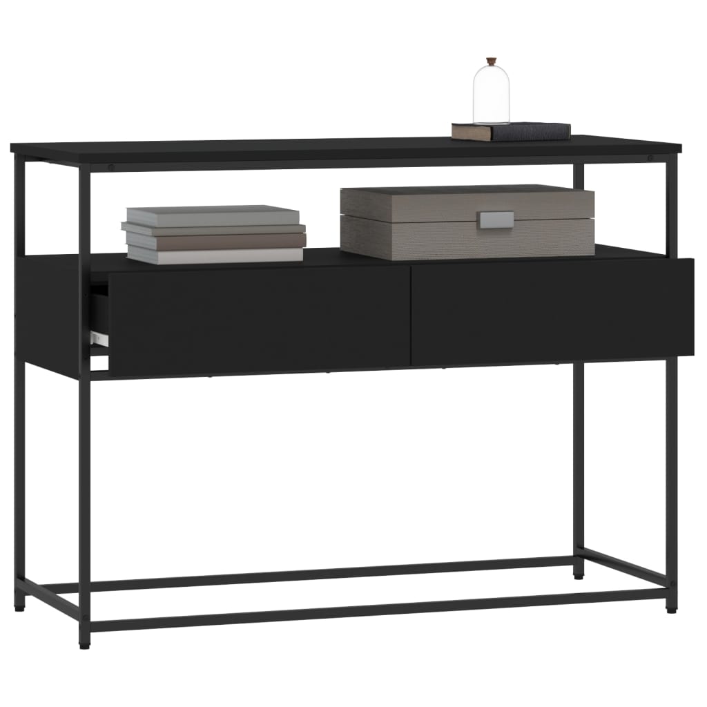 Wandtafel 100x40x75 cm bewerkt hout zwart is nu te koop bij PeponiXL, paradijselijk wonen!