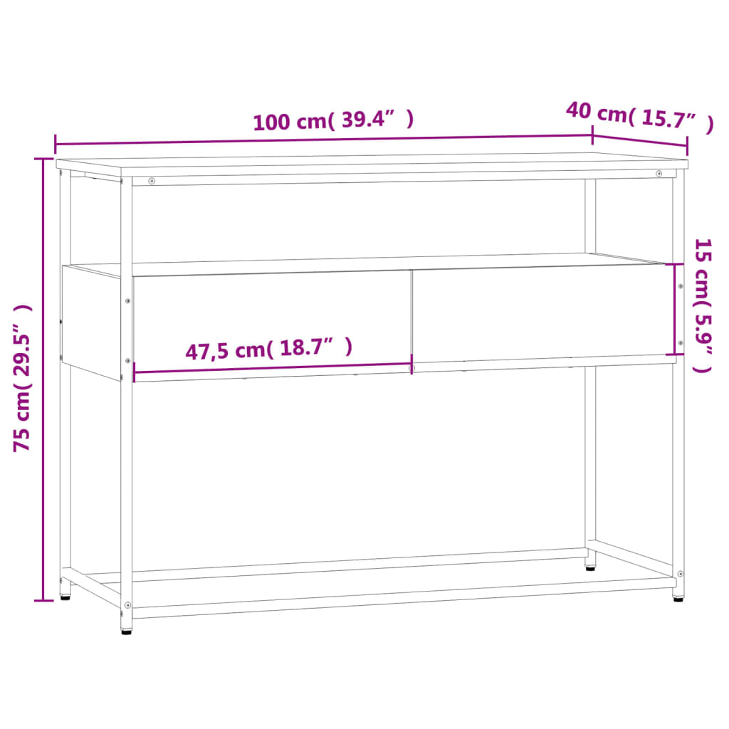 Wandtafel 100x40x75 cm bewerkt hout zwart is nu te koop bij PeponiXL, paradijselijk wonen!