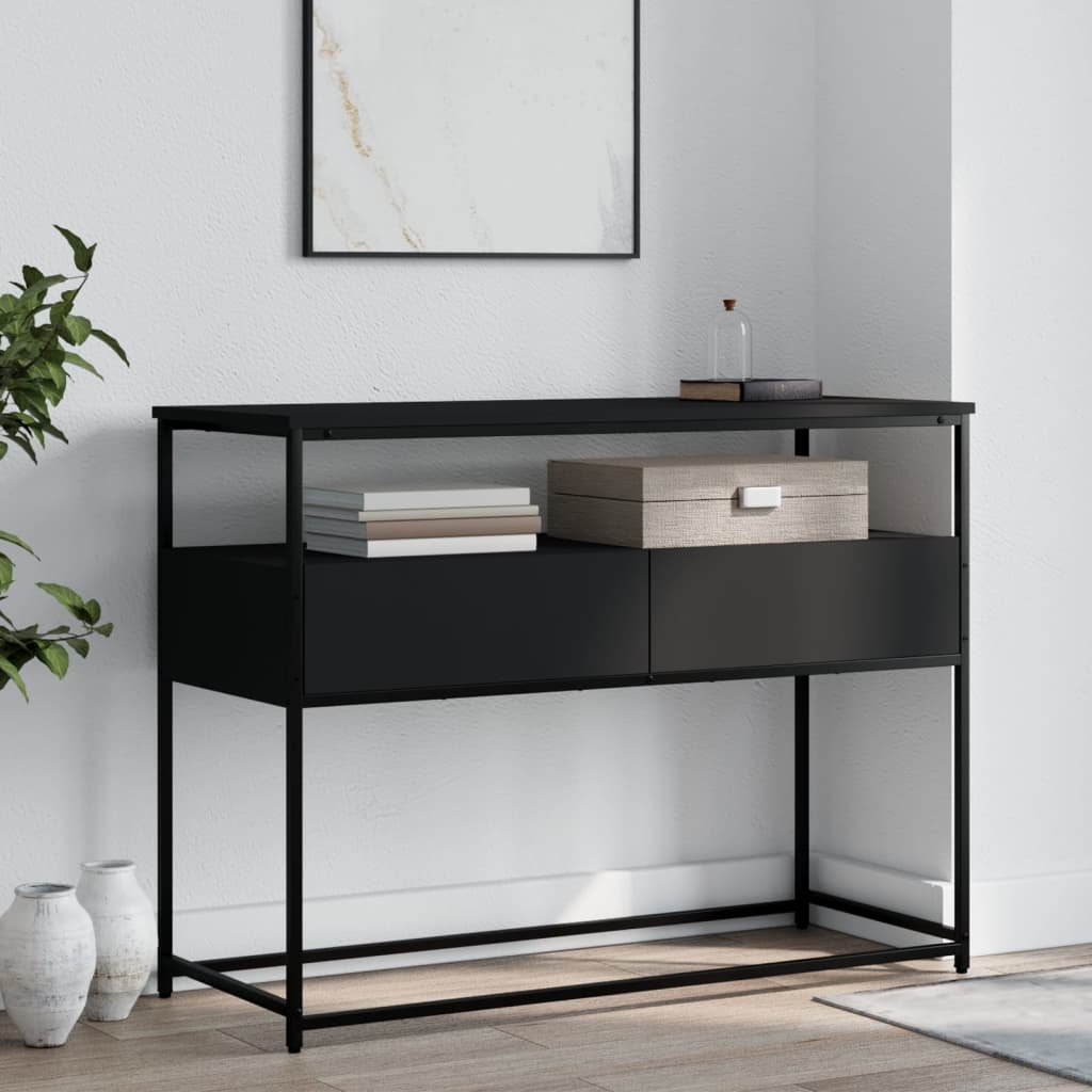 Wandtafel 100x40x75 cm bewerkt hout zwart is nu te koop bij PeponiXL, paradijselijk wonen!