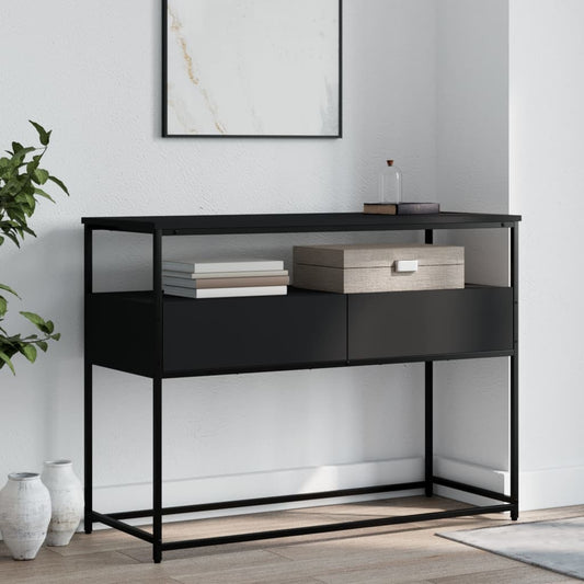 Wandtafel 100x40x75 cm bewerkt hout zwart is nu te koop bij PeponiXL, paradijselijk wonen!