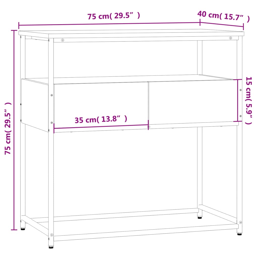 Consoletafel Sonoma Eiken 75x40x75 cm Bewerkt Hout is nu te koop bij PeponiXL, paradijselijk wonen!