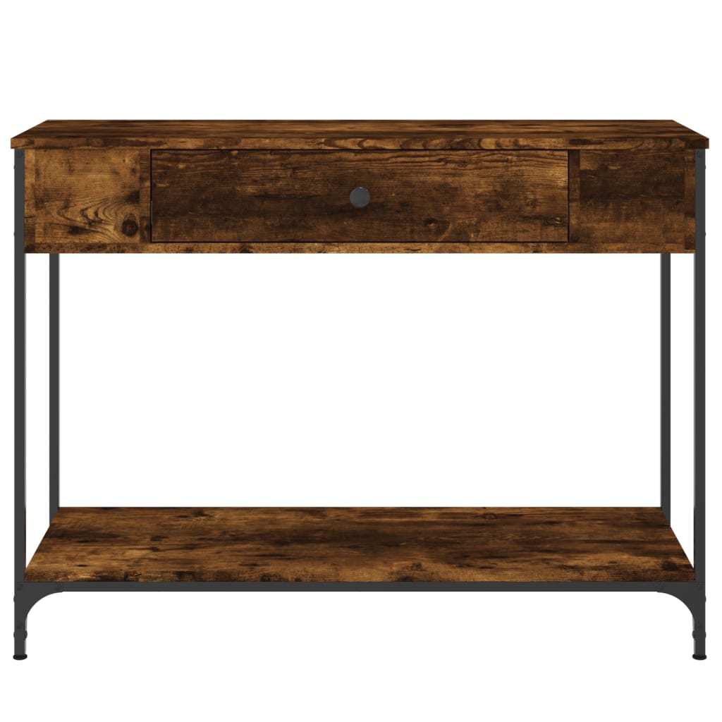 Wandtafel 100x34,5x75 cm bewerkt hout gerookt eikenkleurig is nu te koop bij PeponiXL, paradijselijk wonen!