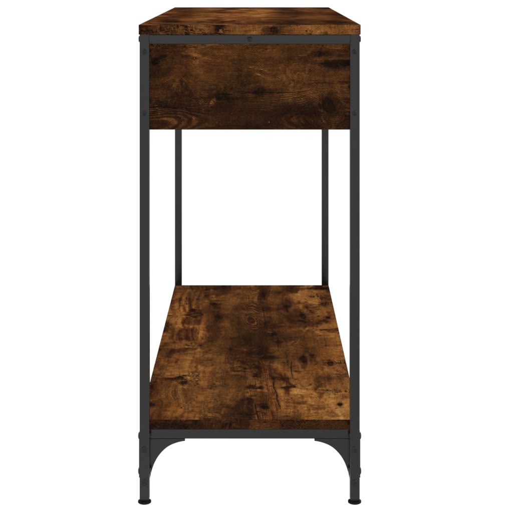 Wandtafel 100x34,5x75 cm bewerkt hout gerookt eikenkleurig is nu te koop bij PeponiXL, paradijselijk wonen!