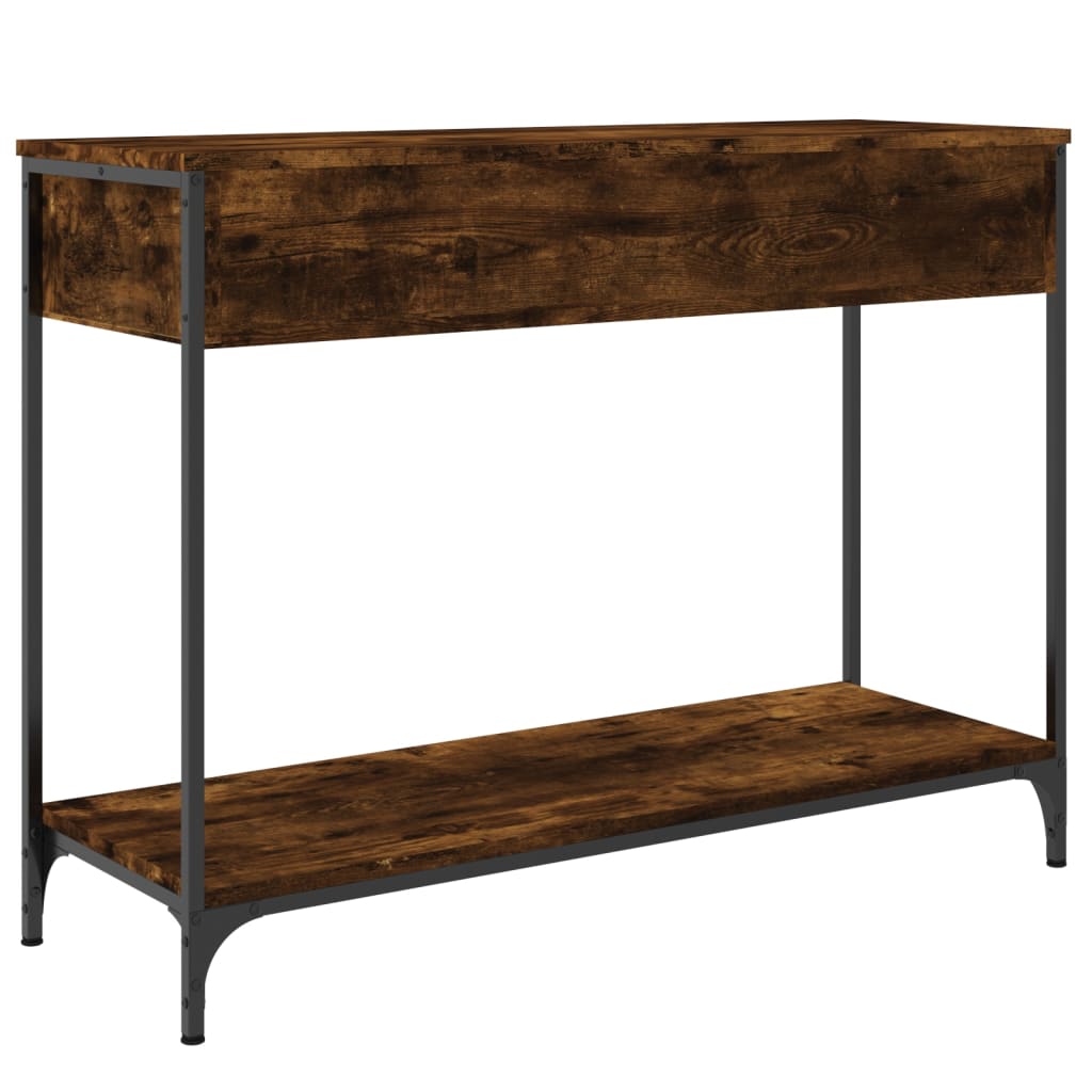 Wandtafel 100x34,5x75 cm bewerkt hout gerookt eikenkleurig is nu te koop bij PeponiXL, paradijselijk wonen!