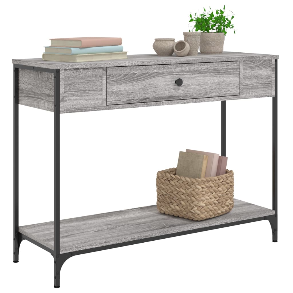 Wandtafel 100x34,5x75 cm bewerkt hout grijs sonoma eikenkleurig is nu te koop bij PeponiXL, paradijselijk wonen!