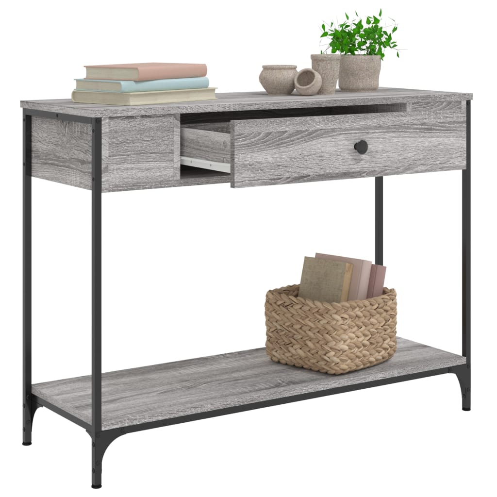 Wandtafel 100x34,5x75 cm bewerkt hout grijs sonoma eikenkleurig is nu te koop bij PeponiXL, paradijselijk wonen!
