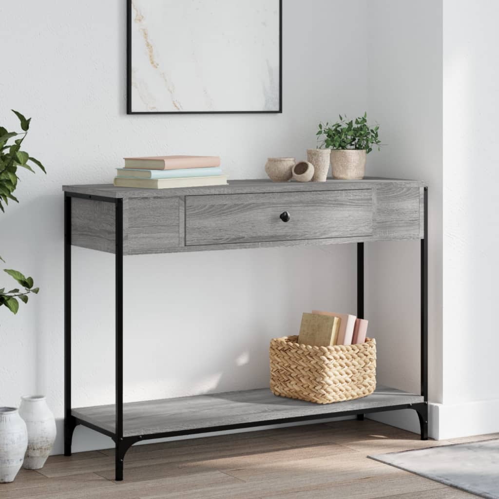 Wandtafel 100x34,5x75 cm bewerkt hout grijs sonoma eikenkleurig is nu te koop bij PeponiXL, paradijselijk wonen!