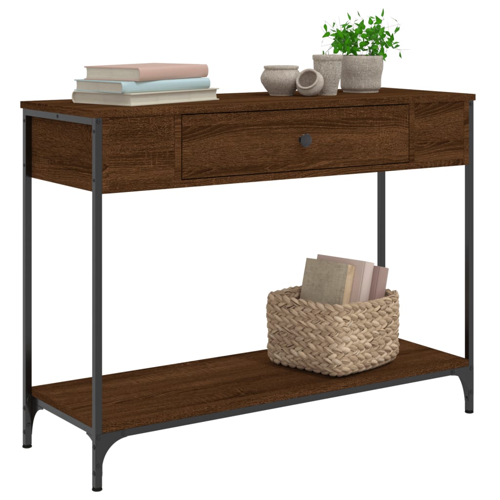 Wandtafel 100x34,5x75 cm bewerkt hout bruin eikenkleur is nu te koop bij PeponiXL, paradijselijk wonen!