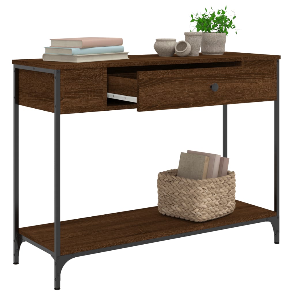 Wandtafel 100x34,5x75 cm bewerkt hout bruin eikenkleur is nu te koop bij PeponiXL, paradijselijk wonen!