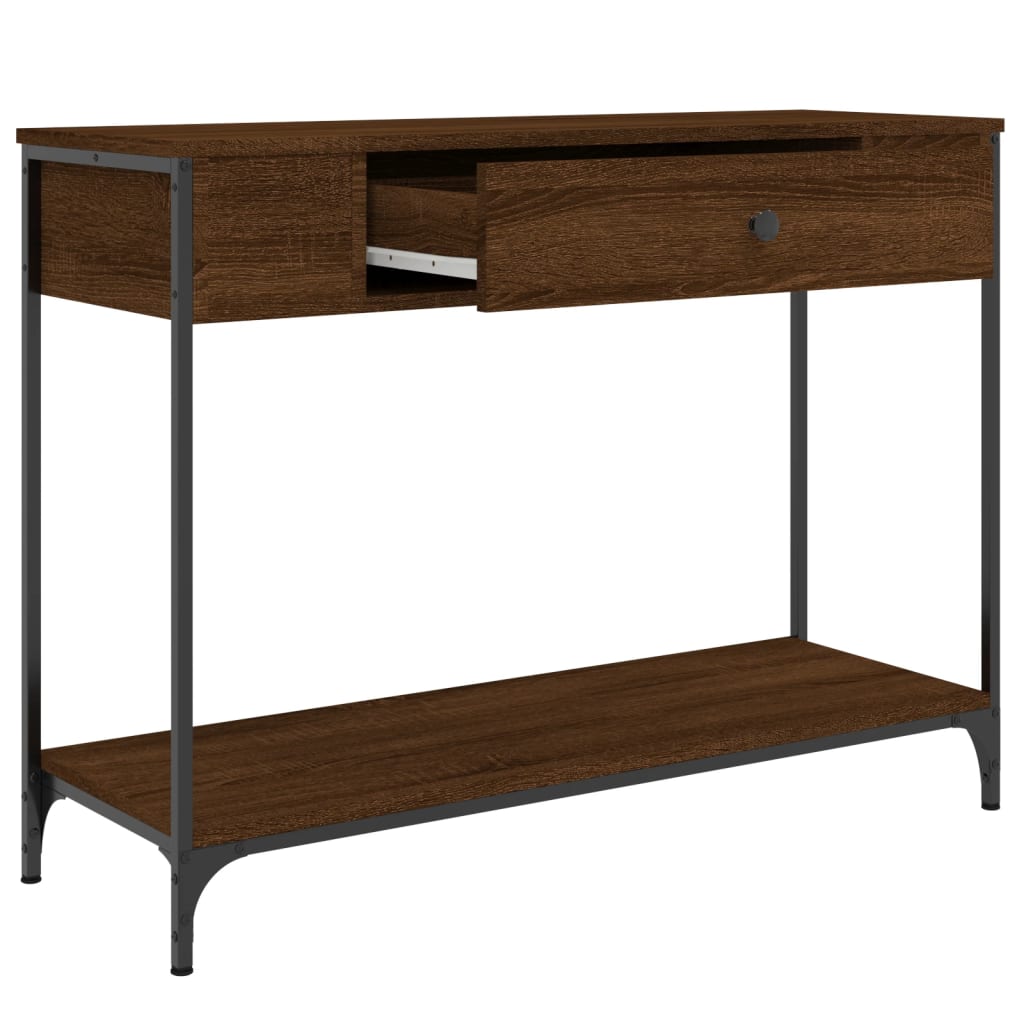 Wandtafel 100x34,5x75 cm bewerkt hout bruin eikenkleur is nu te koop bij PeponiXL, paradijselijk wonen!