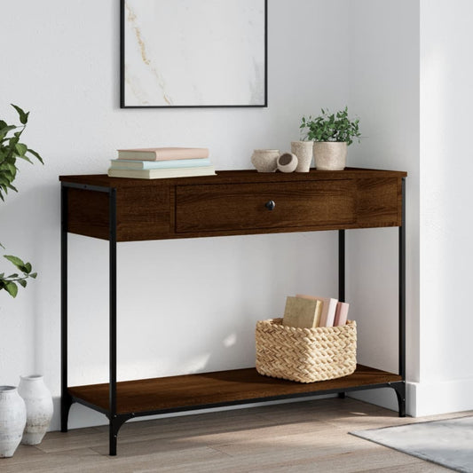Wandtafel 100x34,5x75 cm bewerkt hout bruin eikenkleur is nu te koop bij PeponiXL, paradijselijk wonen!