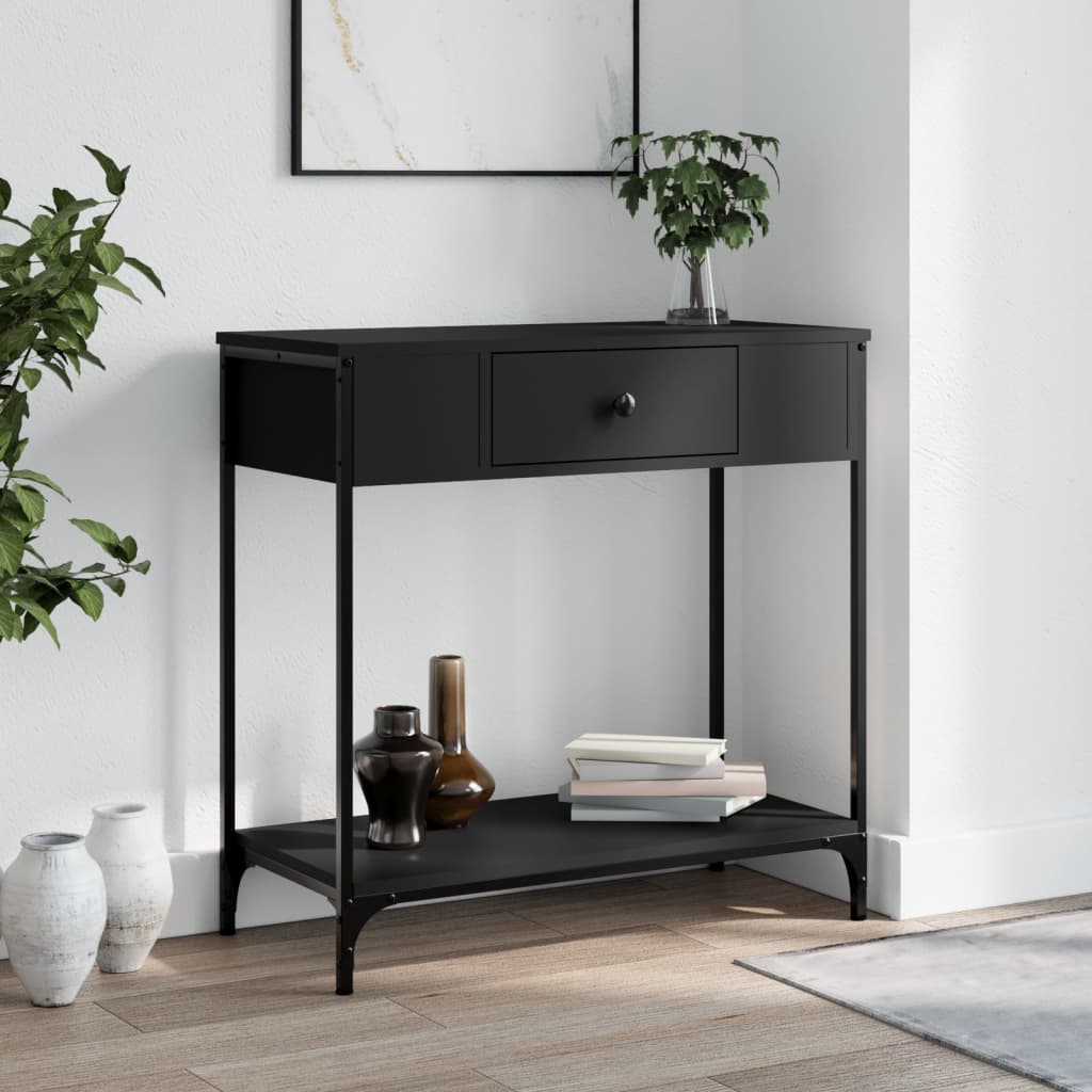 Wandtafel 75x34,5x75 cm bewerkt hout zwart is nu te koop bij PeponiXL, paradijselijk wonen!