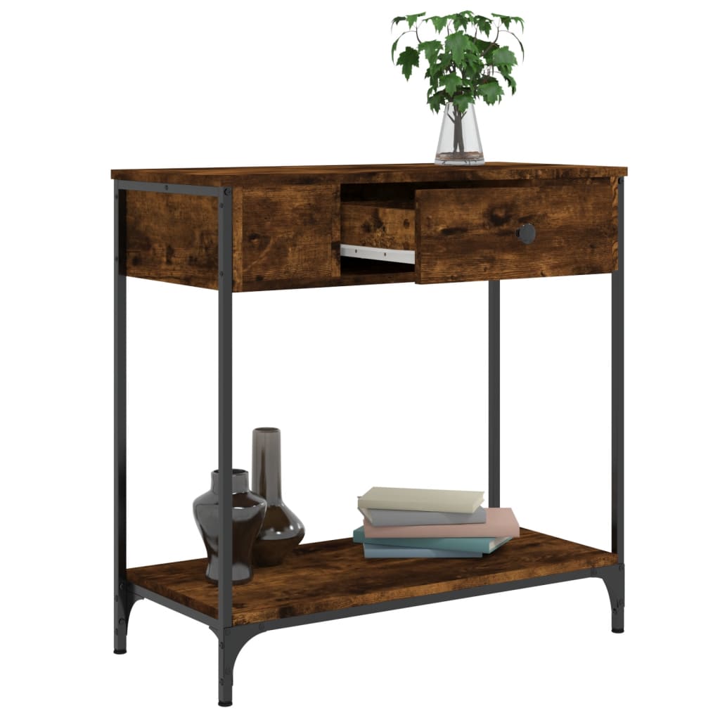 Wandtafel 75x34,5x75 cm bewerkt hout gerookt eikenkleurig is nu te koop bij PeponiXL, paradijselijk wonen!