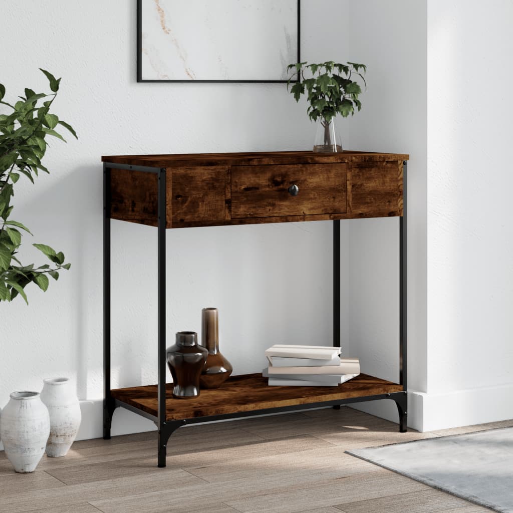 Wandtafel 75x34,5x75 cm bewerkt hout gerookt eikenkleurig is nu te koop bij PeponiXL, paradijselijk wonen!