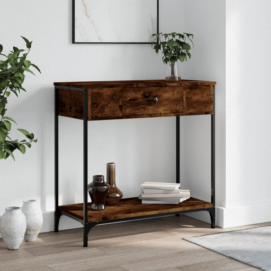 Wandtafel 75x34,5x75 cm bewerkt hout gerookt eikenkleurig is nu te koop bij PeponiXL, paradijselijk wonen!