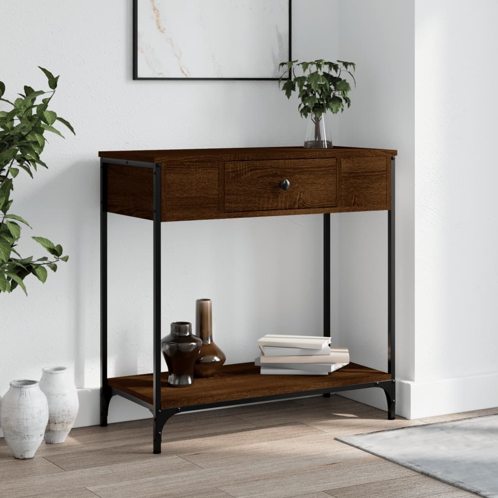Wandtafel 75x34,5x75 cm bewerkt hout bruin eikenkleur is nu te koop bij PeponiXL, paradijselijk wonen!