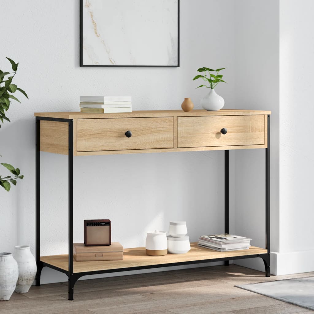 Wandtafel 100x34,5x75 cm bewerkt hout sonoma eikenkleurig is nu te koop bij PeponiXL, paradijselijk wonen!