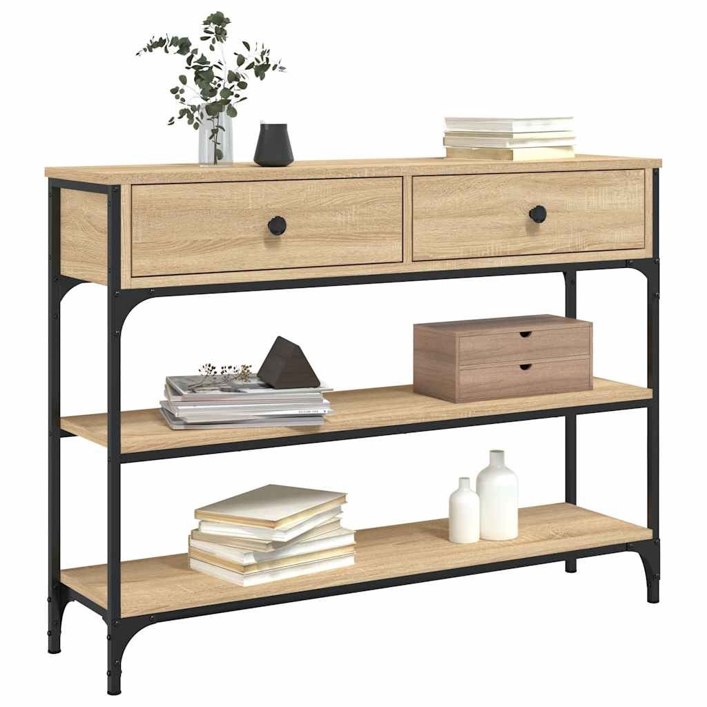 Wandtafel 100x25x75 cm bewerkt hout sonoma eikenkleurig is nu te koop bij PeponiXL, paradijselijk wonen!