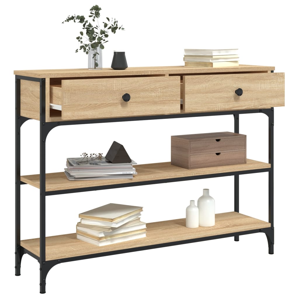 Wandtafel 100x25x75 cm bewerkt hout sonoma eikenkleurig is nu te koop bij PeponiXL, paradijselijk wonen!