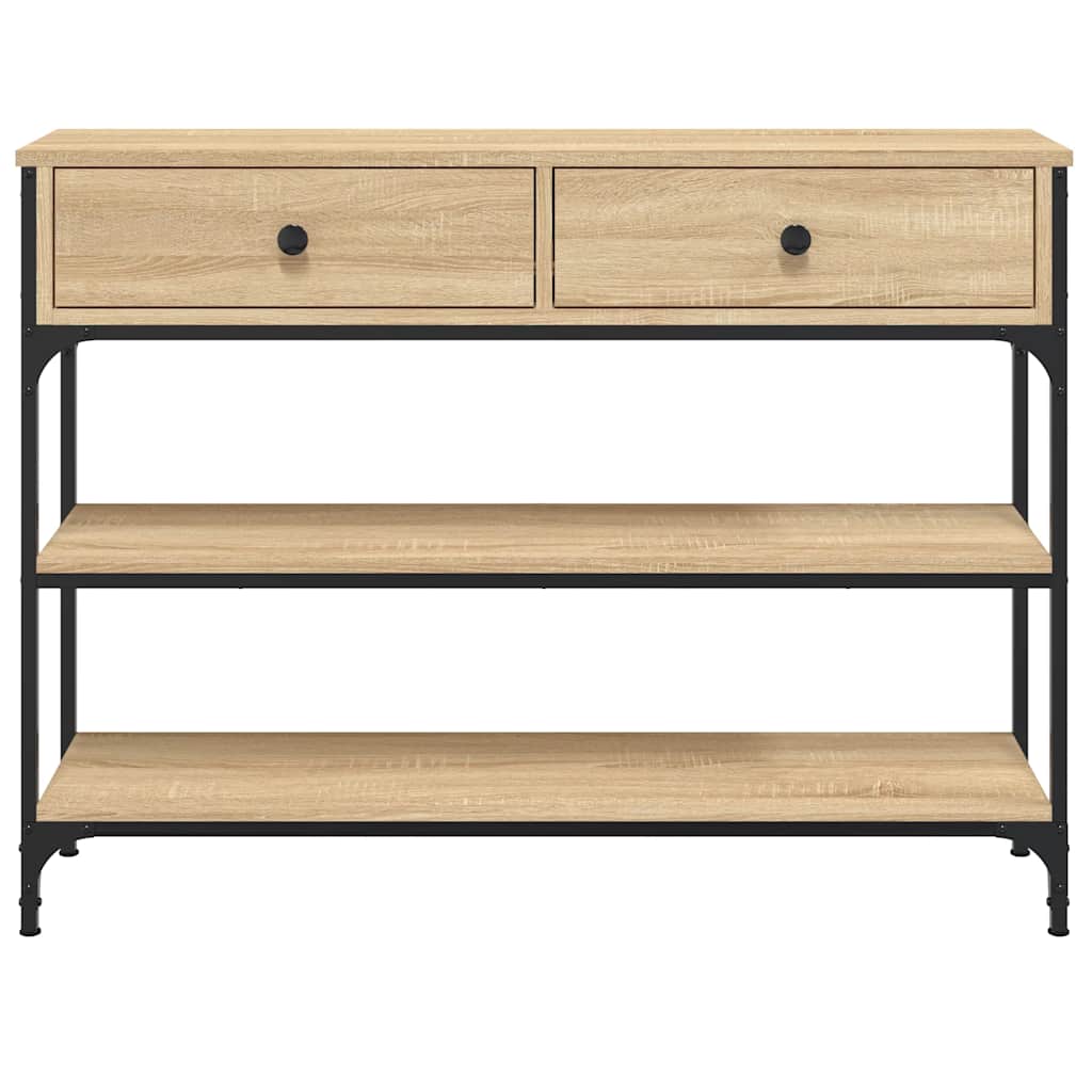 Wandtafel 100x25x75 cm bewerkt hout sonoma eikenkleurig is nu te koop bij PeponiXL, paradijselijk wonen!