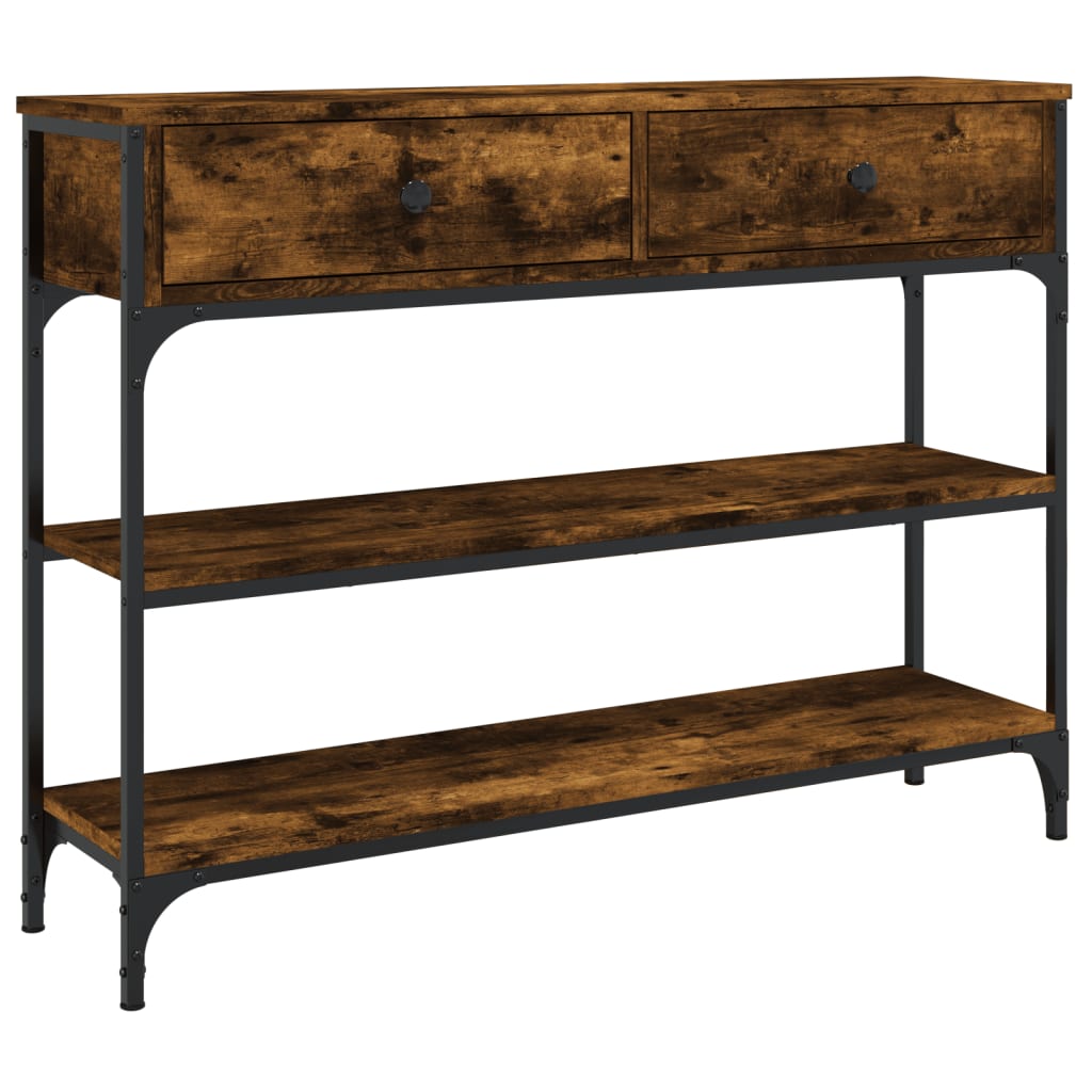 Wandtafel 100x25x75 cm bewerkt hout gerookt eikenkleurig is nu te koop bij PeponiXL, paradijselijk wonen!