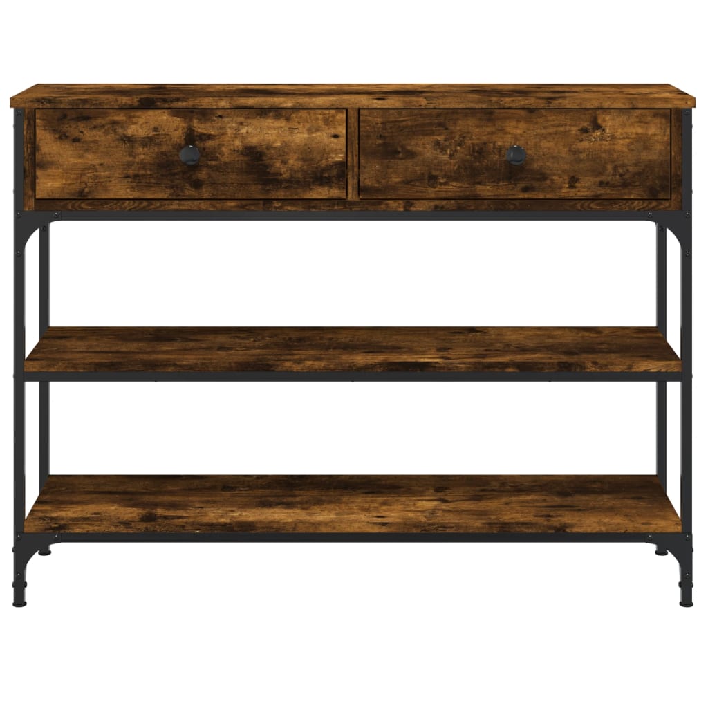 Wandtafel 100x25x75 cm bewerkt hout gerookt eikenkleurig is nu te koop bij PeponiXL, paradijselijk wonen!