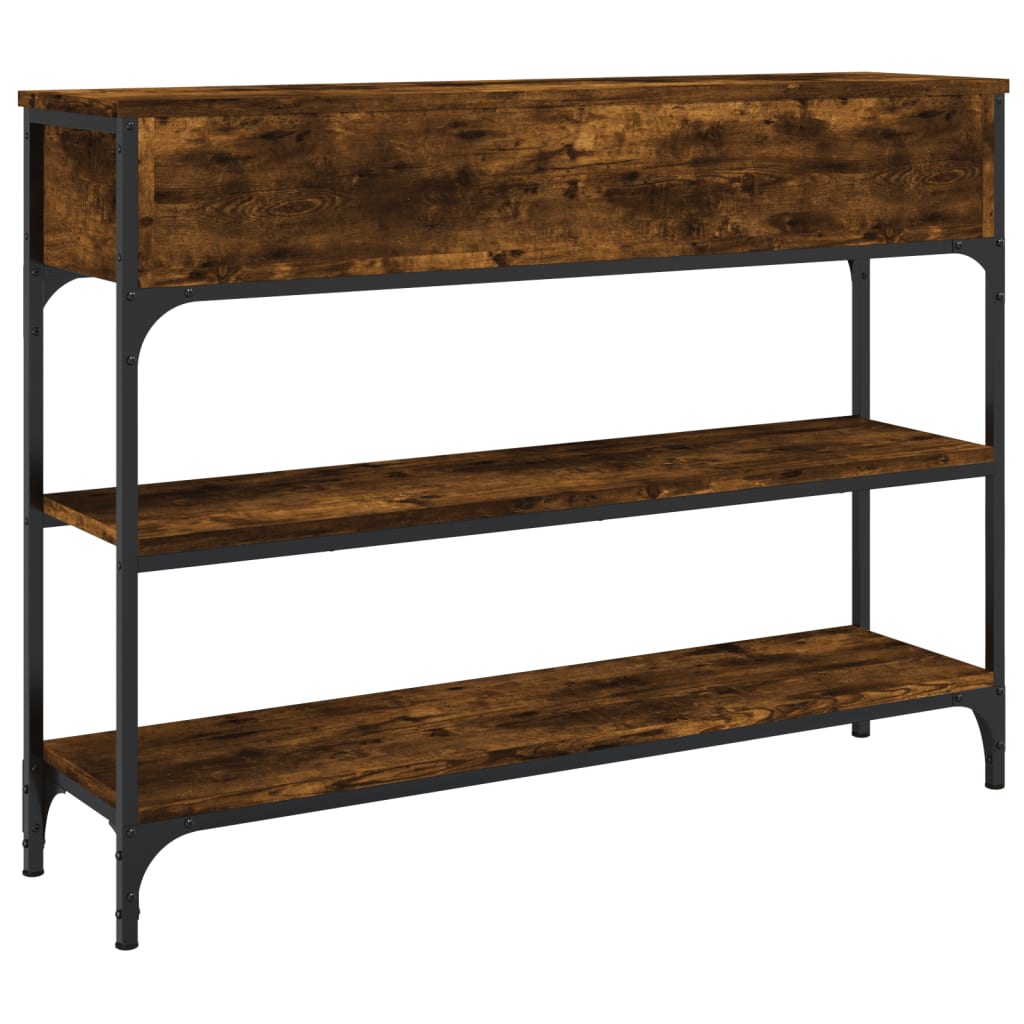 Wandtafel 100x25x75 cm bewerkt hout gerookt eikenkleurig is nu te koop bij PeponiXL, paradijselijk wonen!